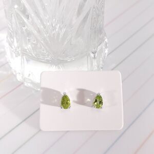 Peridot Pear 4x6 Post Earrings